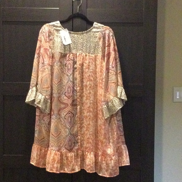 NWT Umgee Peach/Pink Paisley, Leopard Spot & Floral Kimono - Picture 3 of 7